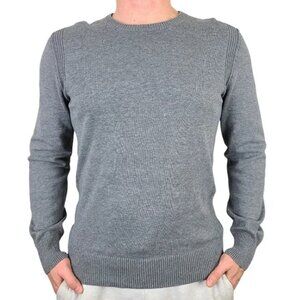 RW&CO Men's Gray Cotton Crewneck Sweater with Ribbed Sides Medium